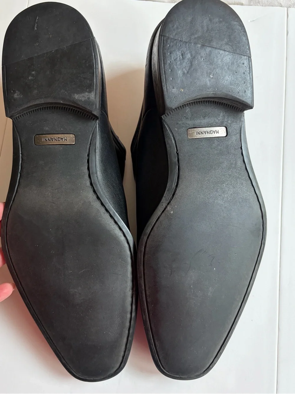 Magnanni Black Leather Cap-Toe Oxfords Men's 12 D Made in Spain